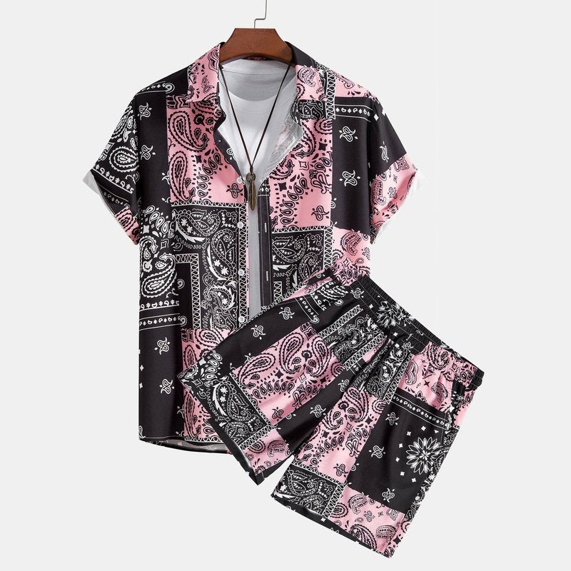 Paisley Print Button Up Shirt and Shorts