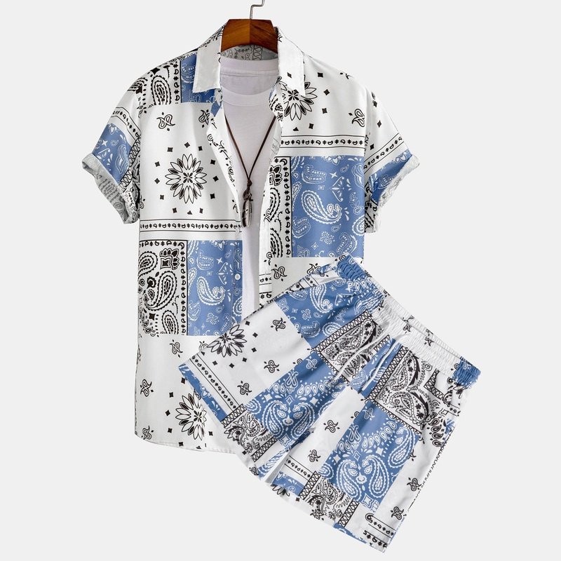 Paisley Print Button Up Shirt and Shorts
