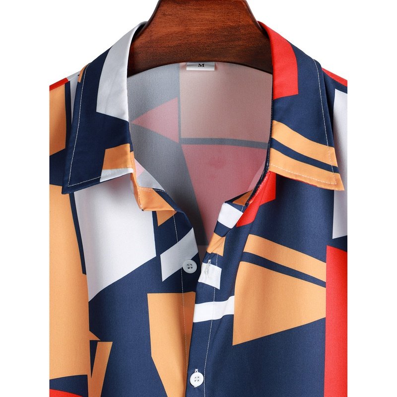 Geometry Print Button Up Shirt