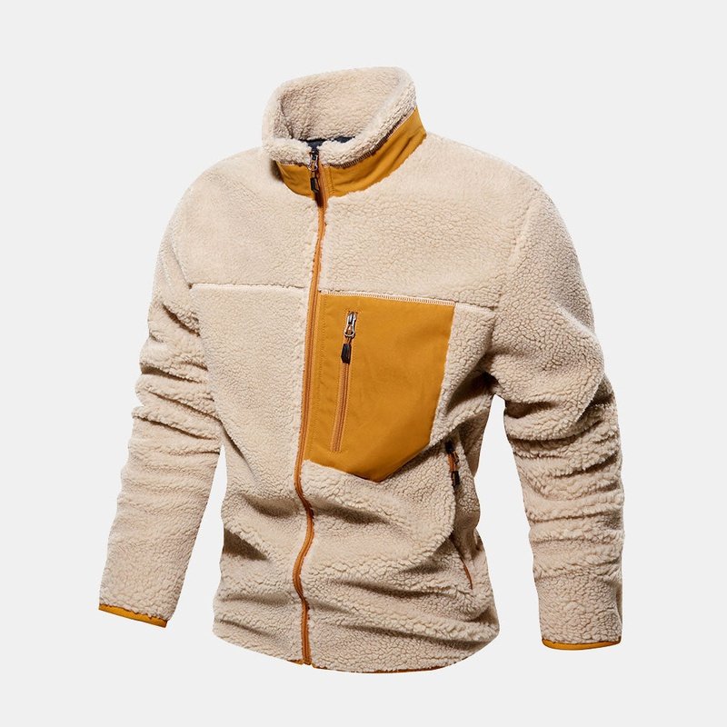 Hoooyi Zipper Faux Fur Jacket