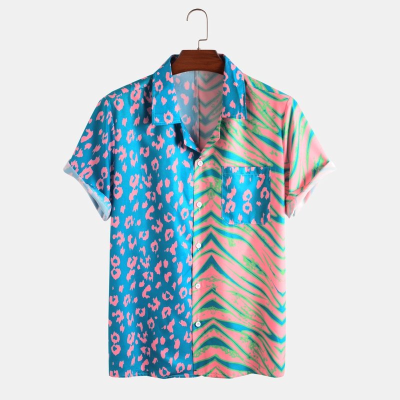 Animal Pattern Print Patchwork Shirts