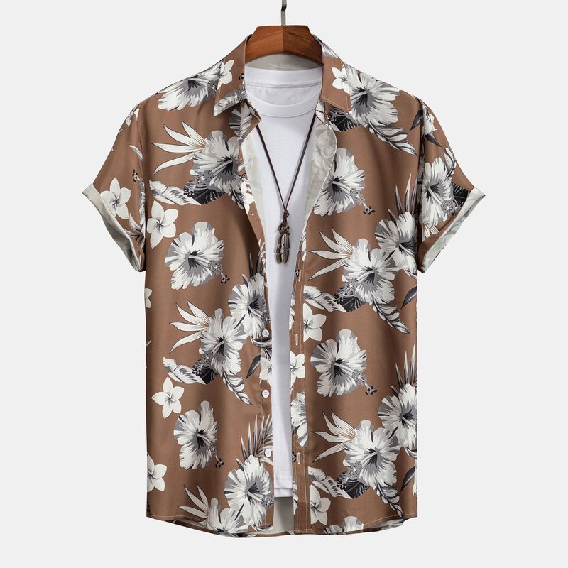 Tropical Floral Print Button Up Shirt