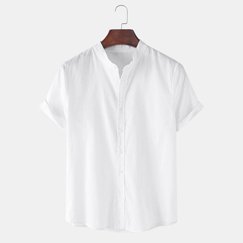 Linen Short Sleeve Basic Shirts