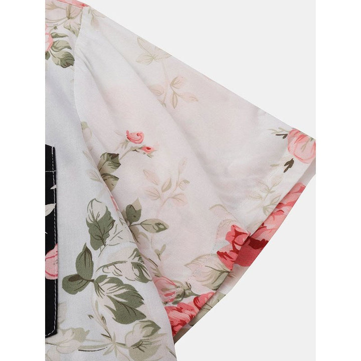 Two Tone Floral Print Shirt