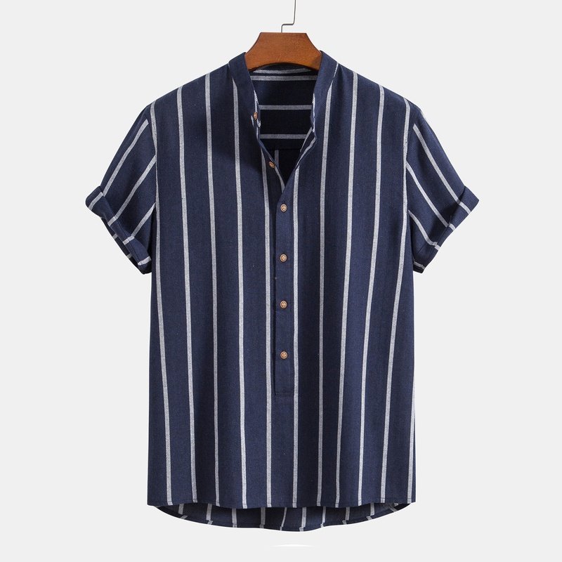 Stripes Cotton Henley Shirts