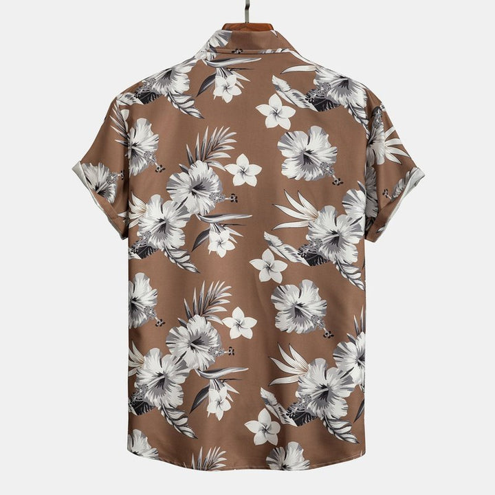 Tropical Floral Print Button Up Shirt