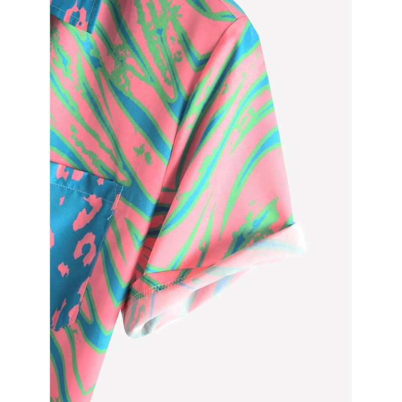 Animal Pattern Print Patchwork Shirts
