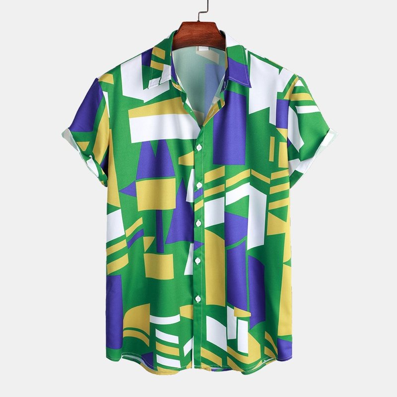 Geometry Print Button Up Shirt