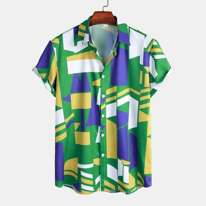 Geometry Print Button Up Shirt