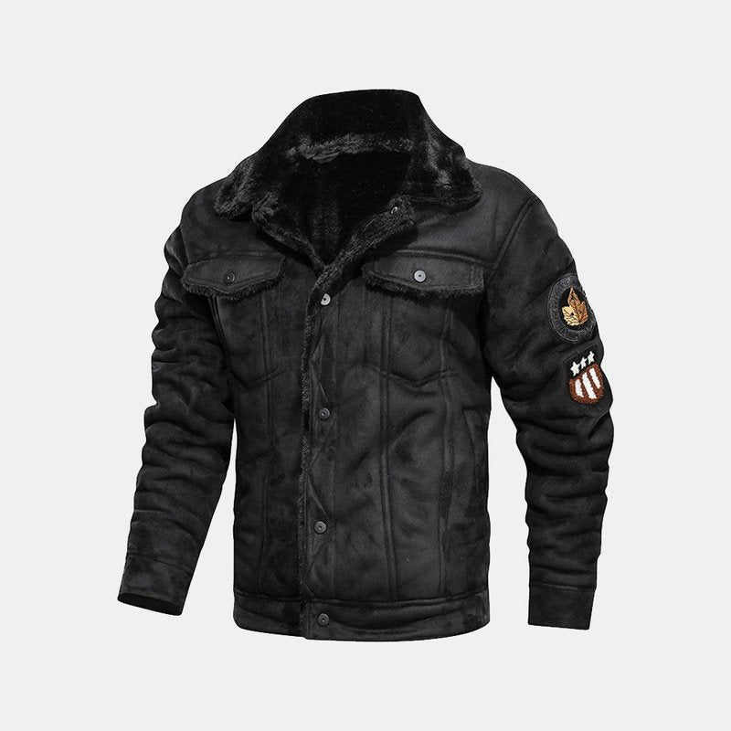 Regular Fit Faux Fur Suede Jacket