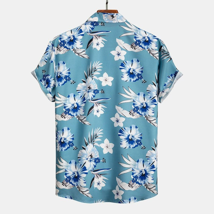 Tropical Floral Print Button Up Shirt