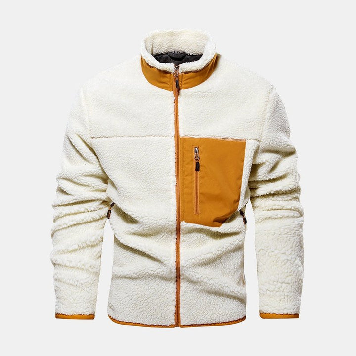 Hoooyi Zipper Faux Fur Jacket