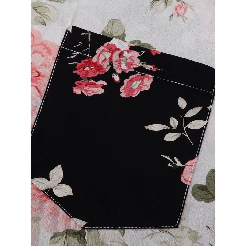 Two Tone Floral Print Shirt