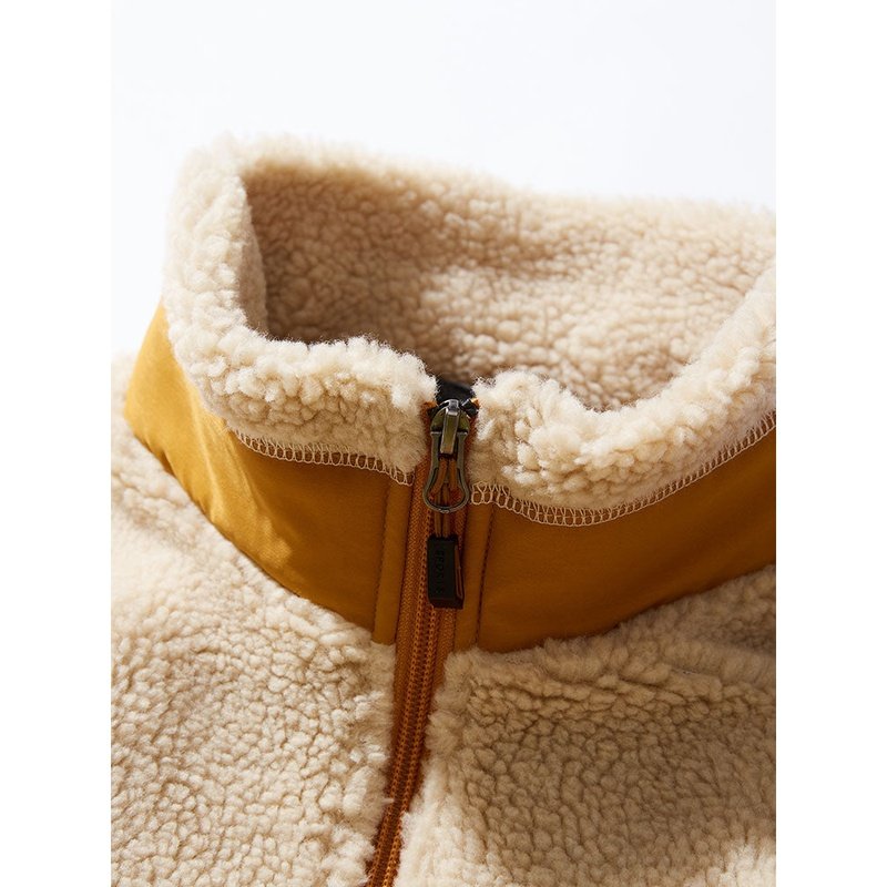 Hoooyi Zipper Faux Fur Jacket