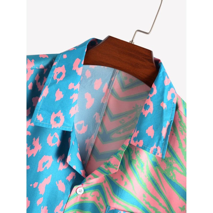 Animal Pattern Print Patchwork Shirts