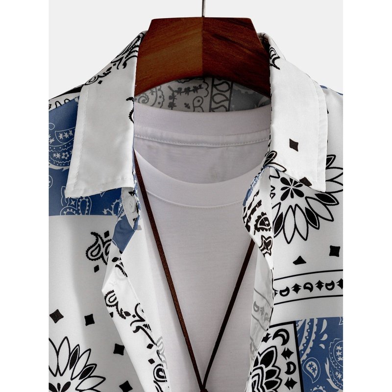 Paisley Print Button Up Shirt and Shorts