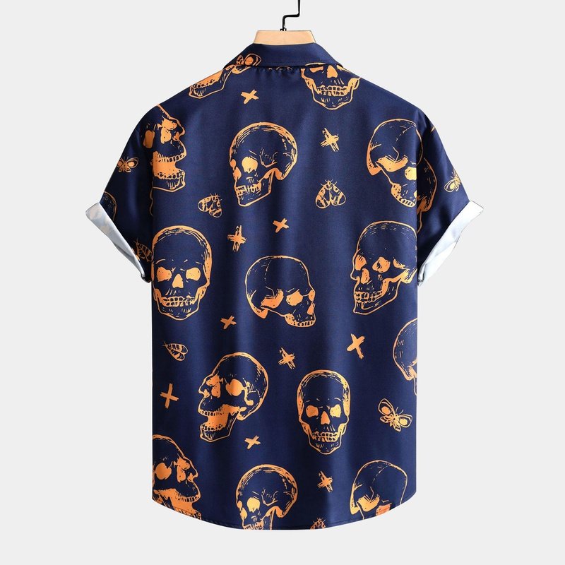 Skull Print Button Up Shirt