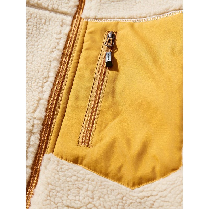 Hoooyi Zipper Faux Fur Jacket