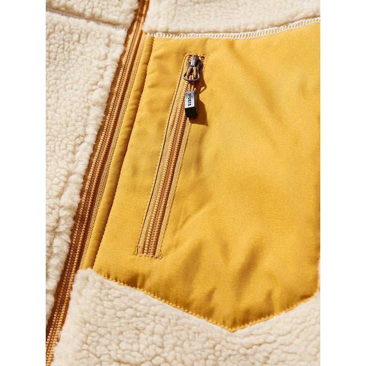 Hoooyi Zipper Faux Fur Jacket