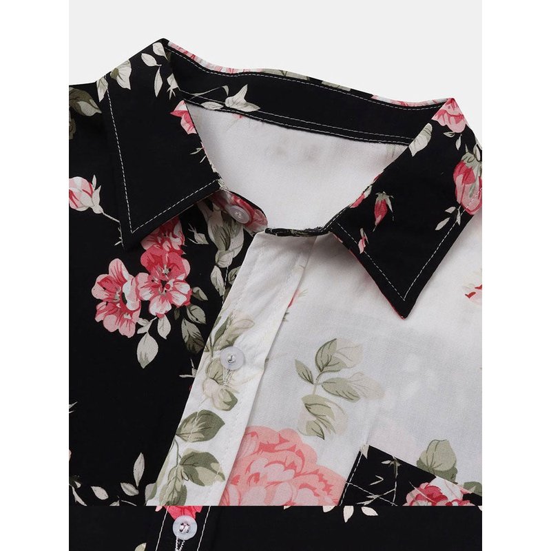Two Tone Floral Print Shirt