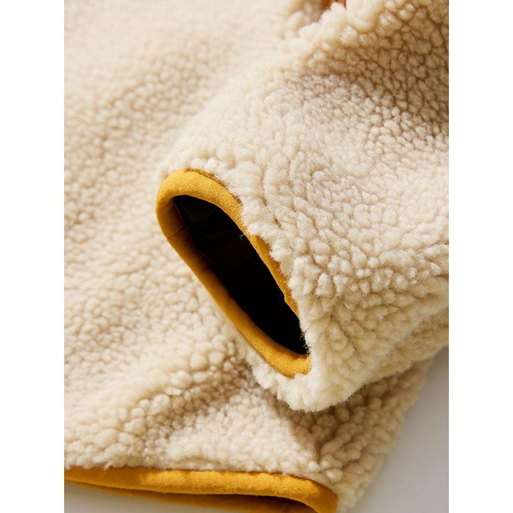 Hoooyi Zipper Faux Fur Jacket
