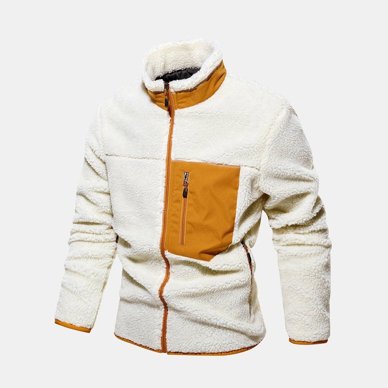 Hoooyi Zipper Faux Fur Jacket