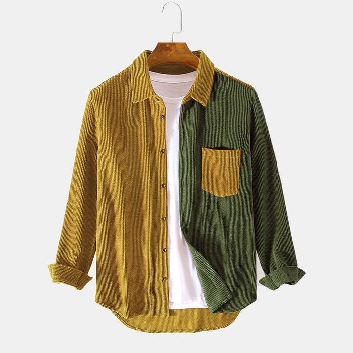 Corduroy Patchwork Long Sleeve Shirts