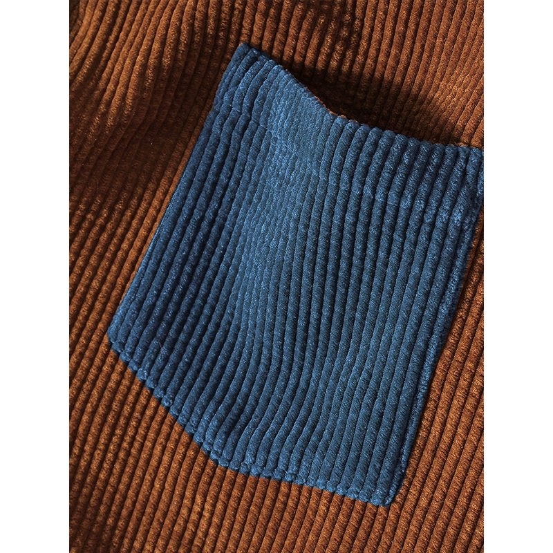 Corduroy Patchwork Long Sleeve Shirts