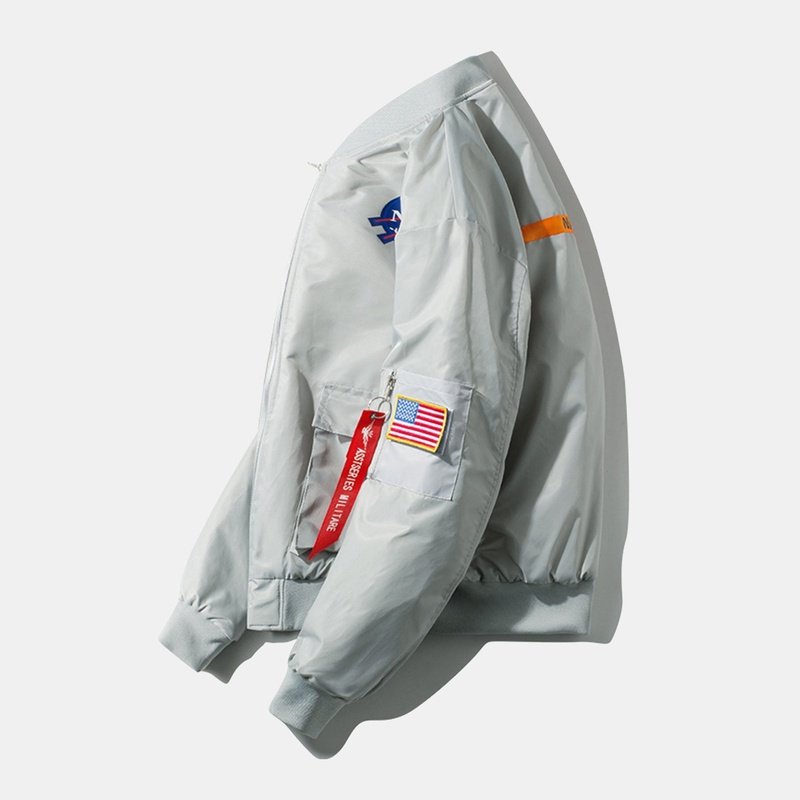 Oversized NASA Print Bomber Jacket