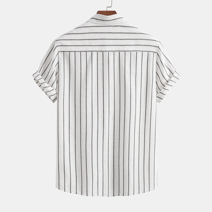 Cotton Blend Striped Button Up Shirt