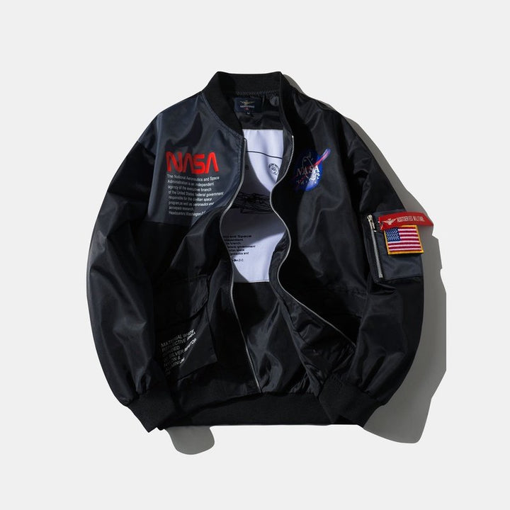 Oversized NASA Print Bomber Jacket