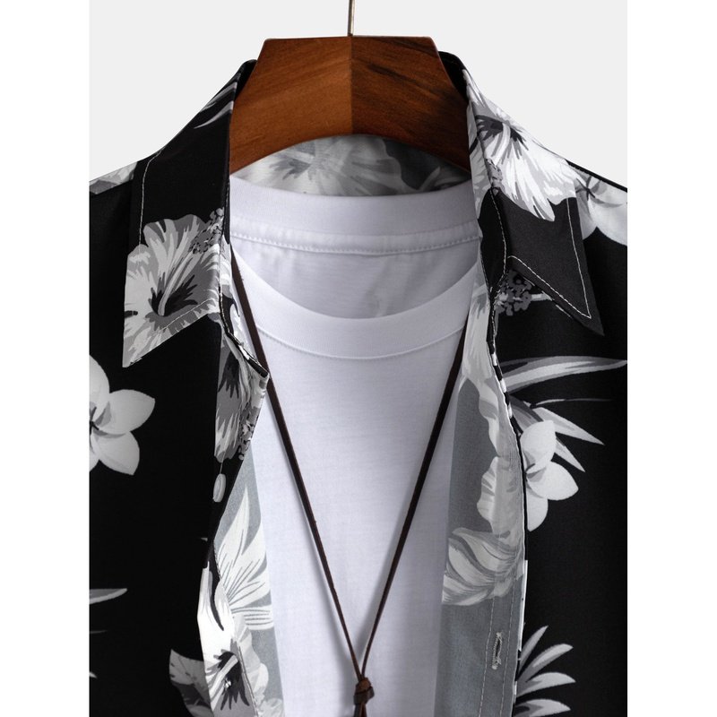 Tropical Floral Print Button Up Shirt
