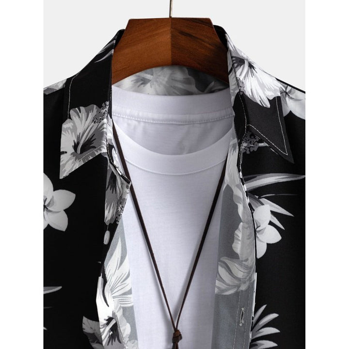 Tropical Floral Print Button Up Shirt