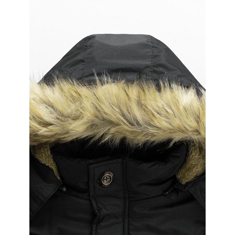 Faux Fur Collar Detachable Hooded Coat