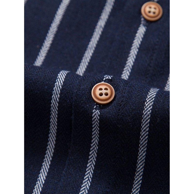 Cotton Blend Striped Button Up Shirt