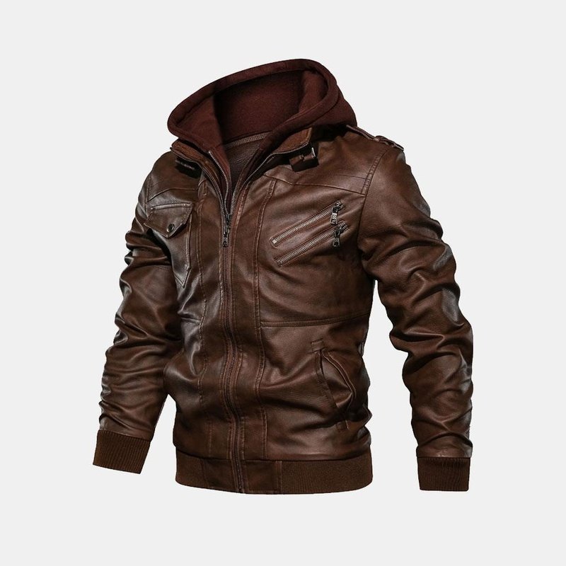 Detachable Hooded Leather Jacket