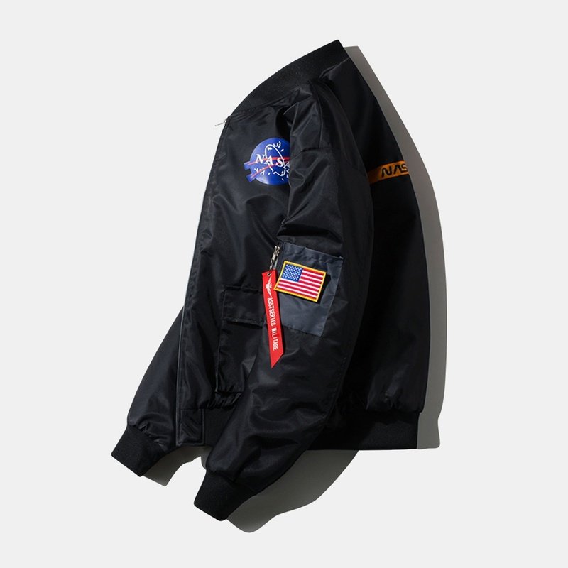 Oversized NASA Print Bomber Jacket