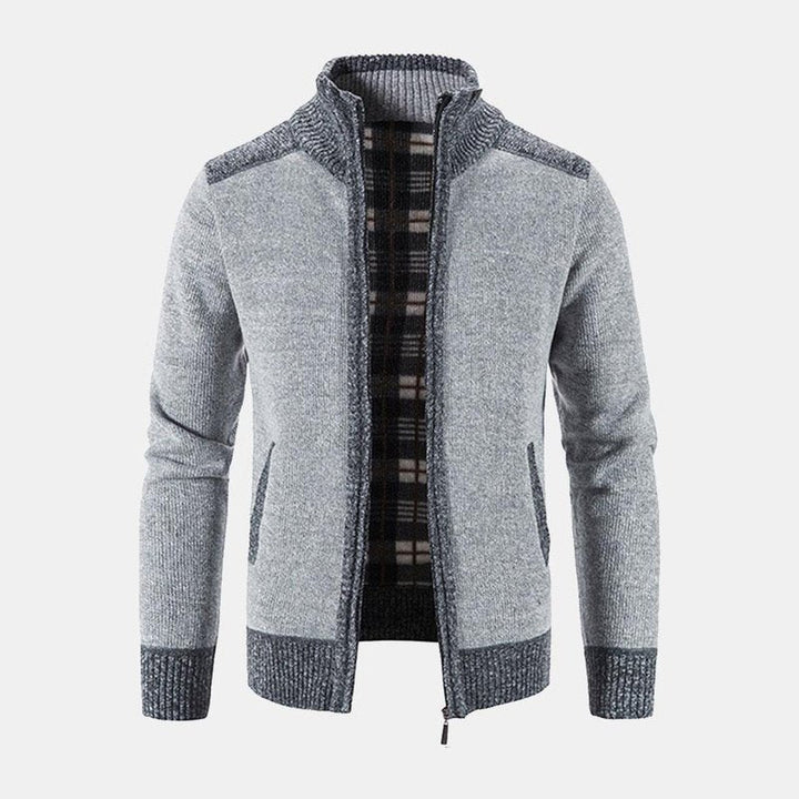 Contrast Zip Up Sweater