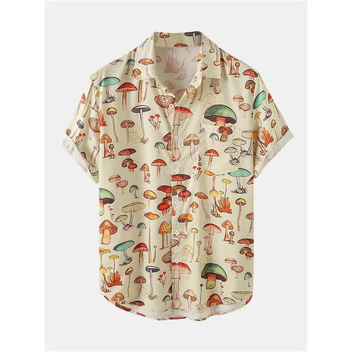 Mushroom Print Short Sleeve Shirts