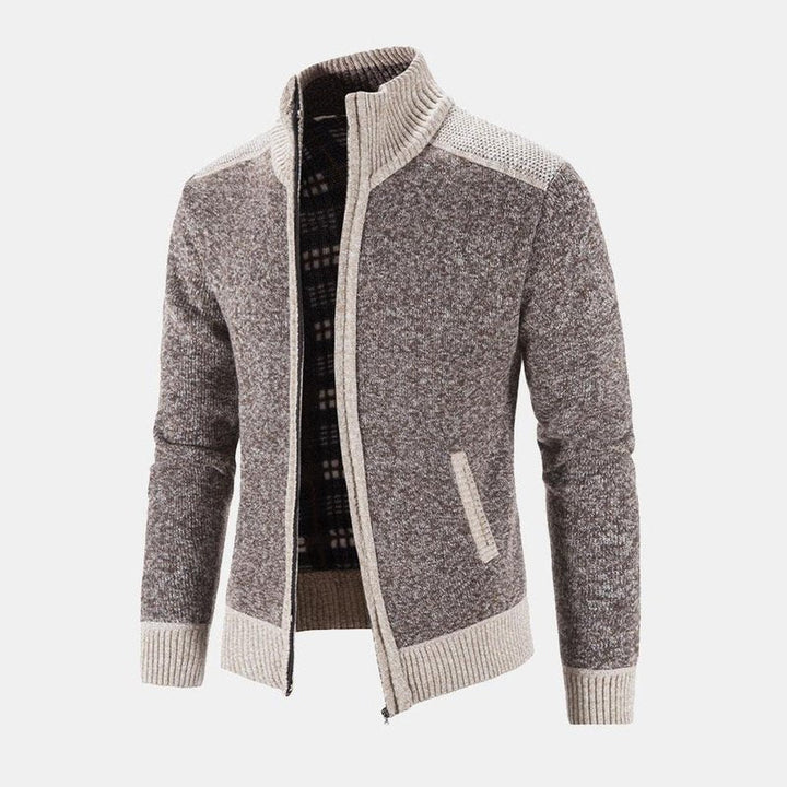 Contrast Zip Up Sweater