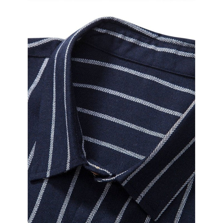 Cotton Blend Striped Button Up Shirt