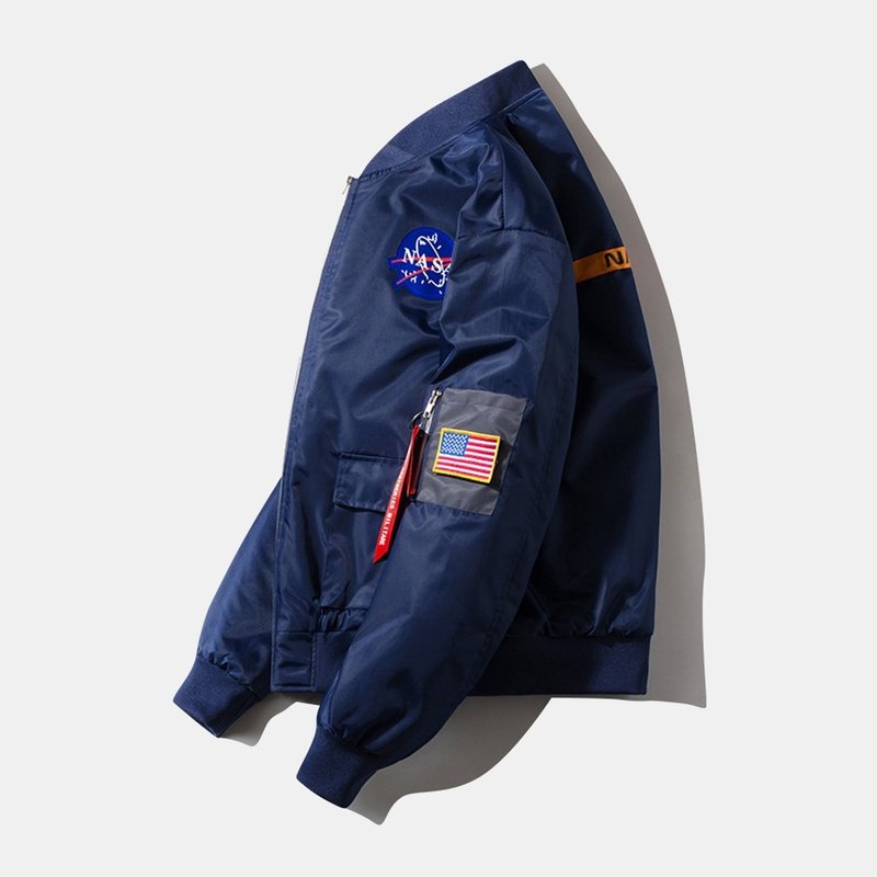 Oversized NASA Print Bomber Jacket