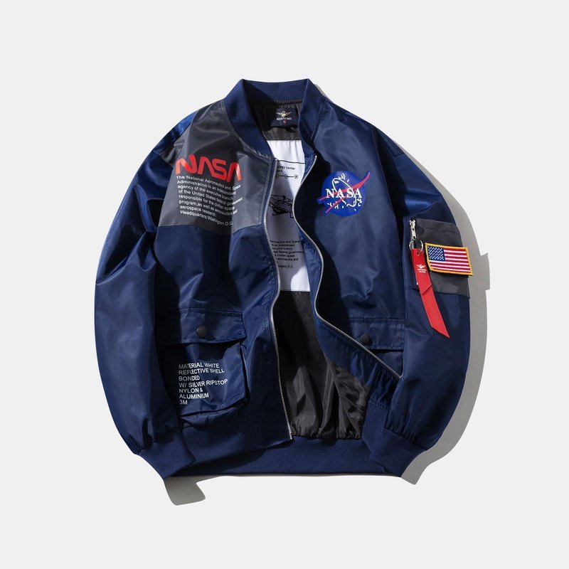 Oversized NASA Print Bomber Jacket