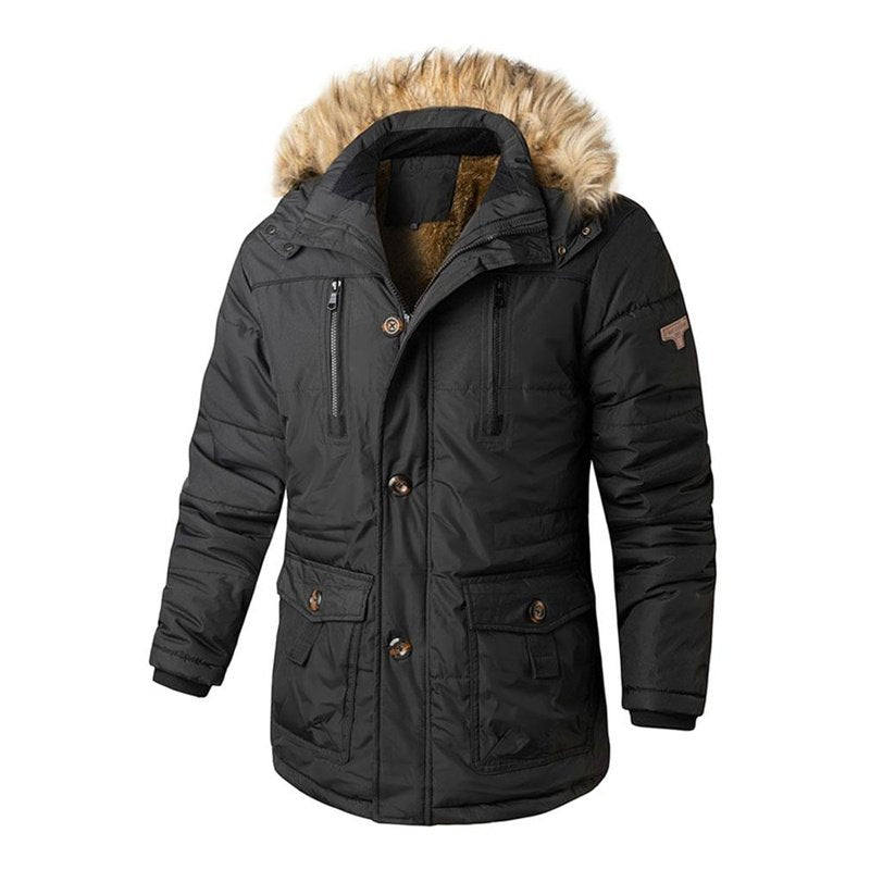 Faux Fur Collar Detachable Hooded Coat