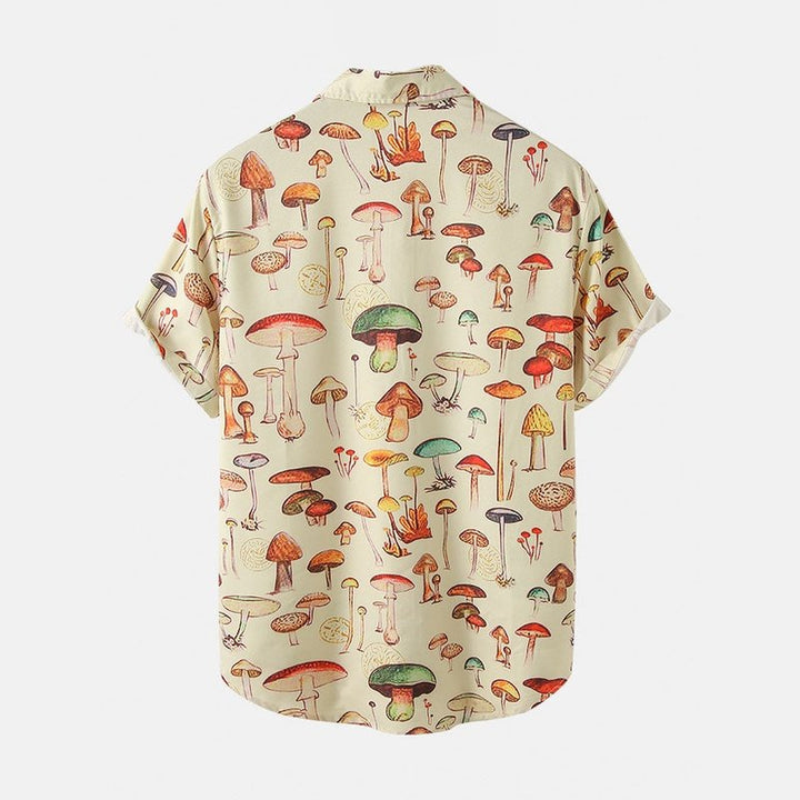 Mushroom Print Short Sleeve Shirts